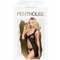 Черный беби-долл с оборками и трусики-стринги Penthouse After Sunset S/M