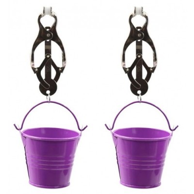 Серебряные клипсы на соски с фиолетовыми ведерками Серебряные клипсы на соски с фиолетовыми ведерками