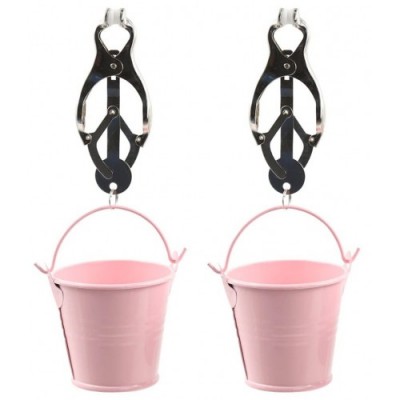 Серебряные клипсы на соски с розовыми ведерками Серебряные клипсы на соски с розовыми ведерками