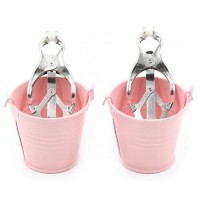 Серебряные клипсы на соски с розовыми ведерками Серебряные клипсы на соски с розовыми ведерками