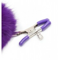 Зажимы на соски с фиолетовыми помпонами