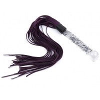 Замшевая плеть фиолетового цвета с прозрачной рукоятью 68 см Замшевая плеть фиолетового цвета с прозрачной рукоятью 68 см