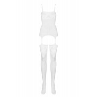 Сексуальный белый боди-комбинезон с нежными узорами S/L