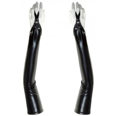 Лакированные перчатки черного цвета