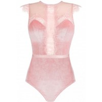 Нежное велюровое боди с розовым кружевом Jadore S/M Нежное велюровое боди с розовым кружевом Jadore S/M
