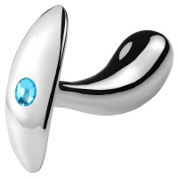 Анальная втулка из металла с голубым камушком L