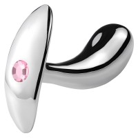 Анальная втулка из металла с розовым камушком S Анальная втулка из металла с розовым камушком S