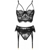 Соблазнительный комплект с поясом для чулок из черного кружева Pereas L/XL Соблазнительный комплект с поясом для чулок из черного кружева Pereas L/XL