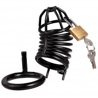 Черный стальной пояс верности мужской диаметр запорного кольца 4,5 см Черный стальной пояс верности мужской диаметр запорного кольца 4,5 см