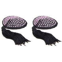 Черные пэстисы с розовыми стразами и кисточками Черные пэстисы с розовыми стразами и кисточками