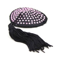 Черные пэстисы с розовыми стразами и кисточками Черные пэстисы с розовыми стразами и кисточками