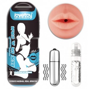 Мастурбатор в колбе губки Sex in a can с вибрацией