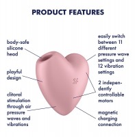 Вакуумно-волновой стимулятор с вибрацией Satisfyer Cutie Heart розовый
