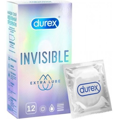 Презервативы из натурального латекса Durex №12 Invisible Extra Lube Презервативы из натурального латекса Durex №12 Invisible Extra Lube