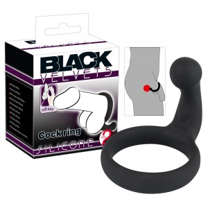 Эрекционное кольцо Black Velvets со стимулятором промежности