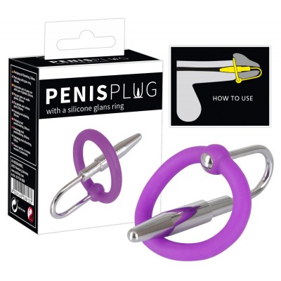 Уретральный буж с силиконовым кольцом под головку Penis Plug
