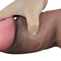 Суперширокий фаллос-мулат с мошонкой Lovetoy Silicone Cock 18 см