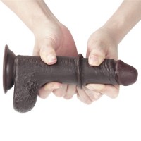 Черный фаллоимитатор на присоске Lovetoy Sliding-Skin Dual Layer Dong 18 см