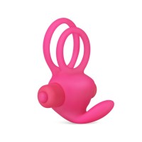 Двойное виброкольцо Power Clit Duo Silicone Cockring розовое