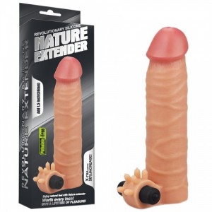 Насадка на пенис с вибрацией Revolutionary Silicone Nature Extender + 4 см