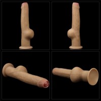 Фаллос с закрытой головкой и высоко посаженной мошонкой Dual Layered Handle Cock 28 см