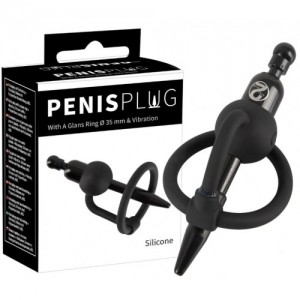 Пластиковый уретральный виброплаг с силиконовым кольцом под головку Penis Plug