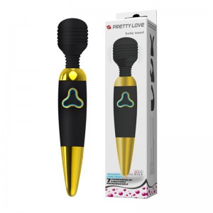 Вибромассажер Pretty Love Body Wand с 7 функциями вибрации черно-золотой