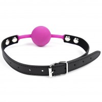 Силиконовый кляп фуксия на черном ремне Силиконовый кляп фуксия на черном ремне