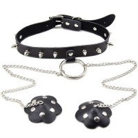 Ошейник с шипами и пэстисами на цепочках Ошейник с шипами и пэстисами на цепочках