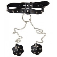 Ошейник с шипами и пэстисами на цепочках Ошейник с шипами и пэстисами на цепочках