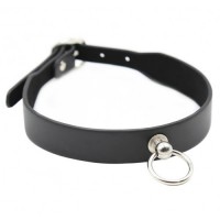 Классический черный ошейник с кольцом Классический черный ошейник с кольцом