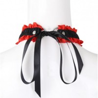 Атласный чокер красно-черного цвета