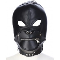 Черная БДСМ маска с замком для рта и ошейником Черная БДСМ маска с замком для рта и ошейником