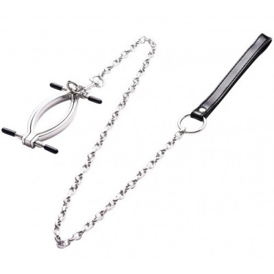 Металлический зажим с поводком для половых губ