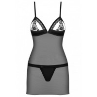 Соблазнительная полупрозрачная сорочка с трусиками-стрингами S/M Соблазнительная полупрозрачная сорочка с трусиками-стрингами S/M