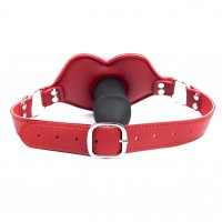 Силиконовый кляп-фаллос на красном ремне 7x4 см Силиконовый кляп-фаллос на красном ремне 7x4 см