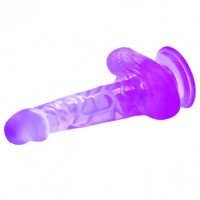 Фаллоимитатор на присоске с мошонкой фиолетовый 17 см Фаллоимитатор на присоске с мошонкой фиолетовый 17 см