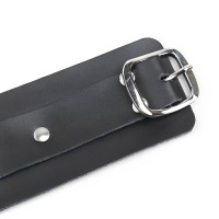 Черные БДСМ поножи из натуральной кожи