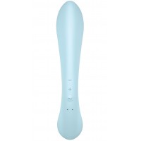 Двусторонний вибратор с клиторальным стимулятором Satisfyer Triple Oh Blue