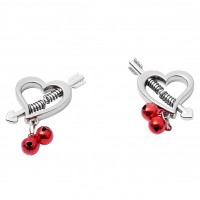 Зажимы на соски в форме сердец с красными бубенчиками