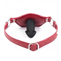 Силиконовый кляп-фаллос на красном ремне 7x4 см Силиконовый кляп-фаллос на красном ремне 7x4 см
