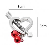 Зажимы на соски в форме сердец с красными бубенчиками