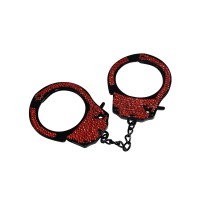 Черные наручники с красными стразами Fetish Pleasure Черные наручники с красными стразами Fetish Pleasure