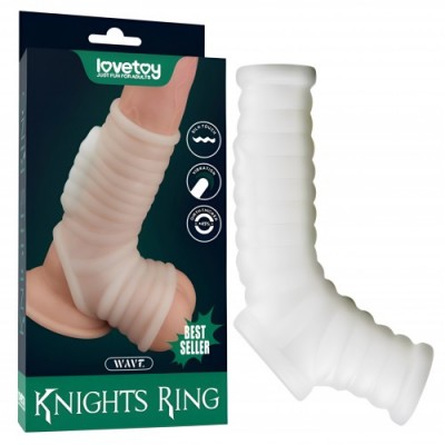 Рельефная вибронасадка на пенис и мошонку Vibrating Wave Knights Ring with Scrotum Sleeve Рельефная вибронасадка на пенис и мошонку Vibrating Wave Knights Ring with Scrotum Sleeve