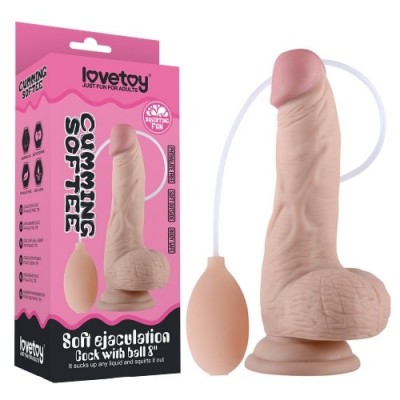 Фаллос с мошонкой Soft Ejaculation Cock с имитацией семяизвержения  20 см