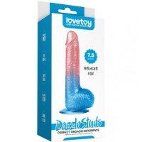 Реалистичный фаллоимитатор с мошонкой и цветным градиентом Lovetoy Dazzle Studs 19 см