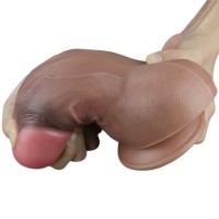 Суперширокий фаллос-мулат с мошонкой Lovetoy Silicone Cock 18 см