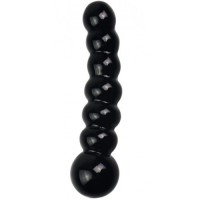 Черный рельефный фаллоимитатор из стекла Glass Romance 17 см