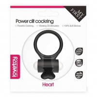 Виброкольцо чёрное Power Heart Clit Cockring