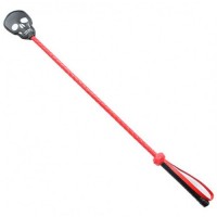 Красно-черный стек с наконечником в виде черепа 70 см